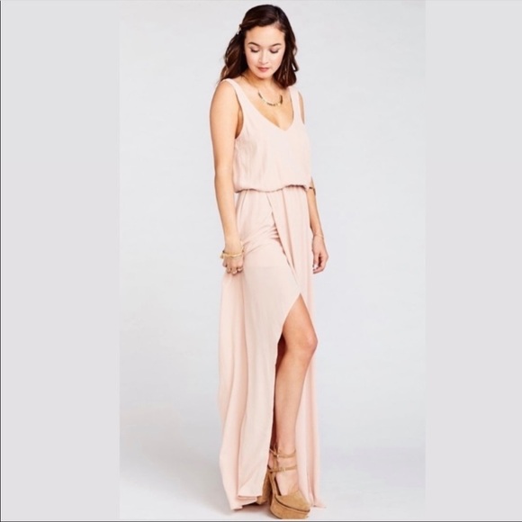 Show Me Your MuMu Kendall Maxi Dress in Dusty Blush Crisp - Picture 1 of 9